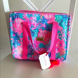 Lilly Pulitzer Vibrant Pink and Blue insulated tote